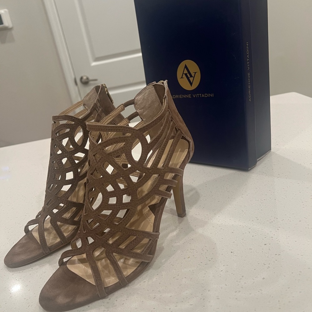 Adrienne Vittadini Brown Strappy Heels Size 9